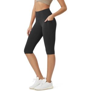 image:imageODODOS Buttery Soft Lounge Yoga Capris with Pockets for Women 14  19  21 High Waist Capri LeggingsOnyx Black Grey