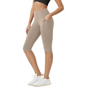 image:imageODODOS Buttery Soft Lounge Yoga Capris with Pockets for Women 14  19  21 High Waist Capri LeggingsShaker Beige