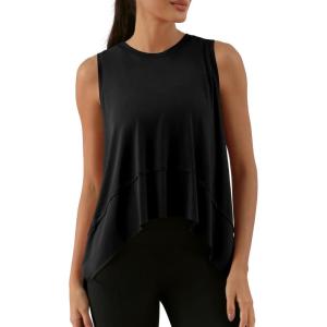 image:imageODODOS Modal Soft Sleeveless Crop Top for Women Athletic Tee Gym Workout Cropped Yoga TankBlack Long