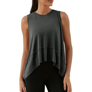 image:imageODODOS Modal Soft Sleeveless Crop Top for Women Athletic Tee Gym Workout Cropped Yoga TankBlackwashed Long