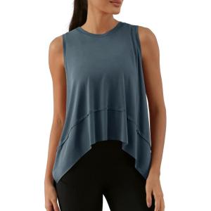 image:imageODODOS Modal Soft Sleeveless Crop Top for Women Athletic Tee Gym Workout Cropped Yoga TankDark Bluewashed Long