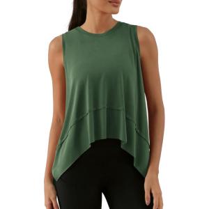 image:imageODODOS Modal Soft Sleeveless Crop Top for Women Athletic Tee Gym Workout Cropped Yoga TankDark Greenwashed Long