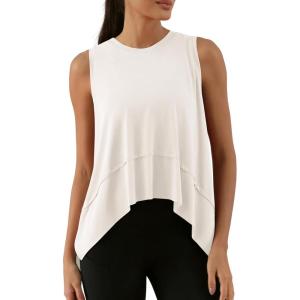 image:imageODODOS Modal Soft Sleeveless Crop Top for Women Athletic Tee Gym Workout Cropped Yoga TankIvorywashed Long
