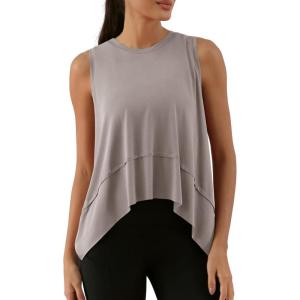 image:imageODODOS Modal Soft Sleeveless Crop Top for Women Athletic Tee Gym Workout Cropped Yoga TankLight Beige Long