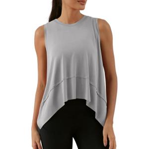 image:imageODODOS Modal Soft Sleeveless Crop Top for Women Athletic Tee Gym Workout Cropped Yoga TankLight Greywashed Long