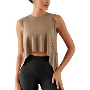 image:imageODODOS Modal Soft Sleeveless Crop Top for Women Athletic Tee Gym Workout Cropped Yoga TankPeanut Crop