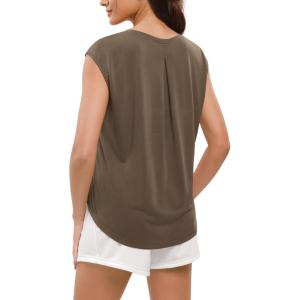 image:imageODODOS Modal Soft Sleeveless Shirts for Women Crew Neck Yoga Tee Summer Flowy Workout Tank TopsBrown