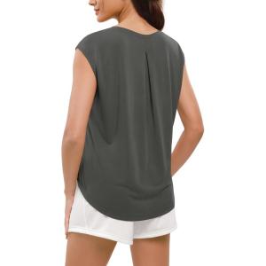 image:imageODODOS Modal Soft Sleeveless Shirts for Women Crew Neck Yoga Tee Summer Flowy Workout Tank TopsCharcoal
