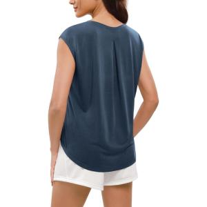 image:imageODODOS Modal Soft Sleeveless Shirts for Women Crew Neck Yoga Tee Summer Flowy Workout Tank TopsDark Blue