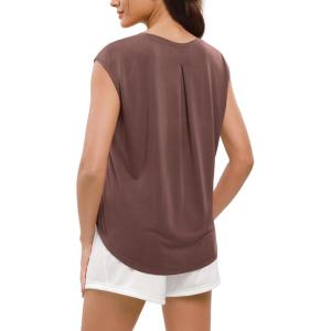 image:imageODODOS Modal Soft Sleeveless Shirts for Women Crew Neck Yoga Tee Summer Flowy Workout Tank TopsSangria