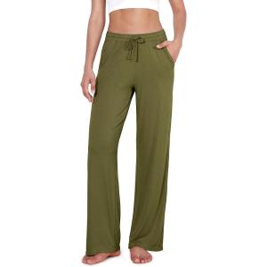 image:imageODODOS Womens Lounge Pants with Pockets Drawstring Lightweight Loose Comfy Casual Pajama Pants2830 InseamArmy