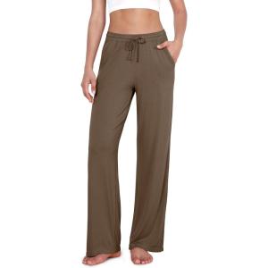 image:imageODODOS Womens Lounge Pants with Pockets Drawstring Lightweight Loose Comfy Casual Pajama Pants2830 InseamBrownie