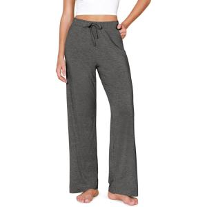 image:imageODODOS Womens Lounge Pants with Pockets Drawstring Lightweight Loose Comfy Casual Pajama Pants2830 InseamHeather Charcoal