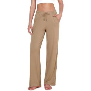 image:imageODODOS Womens Lounge Pants with Pockets Drawstring Lightweight Loose Comfy Casual Pajama Pants2830 InseamPeanut