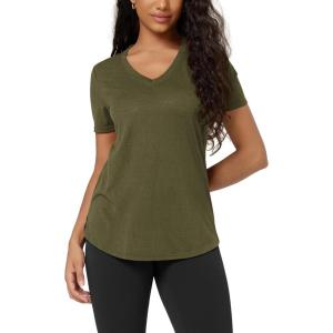 image:imageODODOS Womens Short Sleeve Tunic Top  Ultralight Soft Breathable Side Slit Basic Tee Yoga Workout TShirtMartini Olive