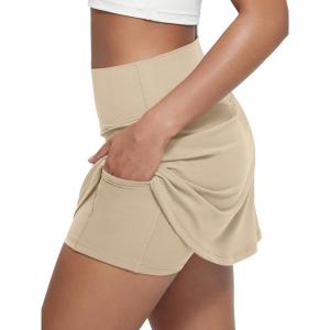 image:imageODODOS Womenss High Waist Tennis Skirts Cloud Feeling Builtin Shorts Athletic Golf Casual Skorts with PocketsBeige
