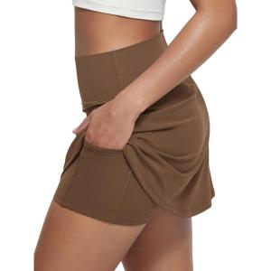 image:imageODODOS Womenss High Waist Tennis Skirts Cloud Feeling Builtin Shorts Athletic Golf Casual Skorts with PocketsBrunette