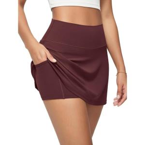 image:imageODODOS Womenss High Waist Tennis Skirts Cloud Feeling Builtin Shorts Athletic Golf Casual Skorts with PocketsBurgundy