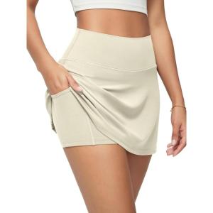 image:imageODODOS Womenss High Waist Tennis Skirts Cloud Feeling Builtin Shorts Athletic Golf Casual Skorts with PocketsOat Milk
