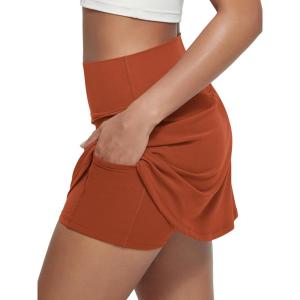 image:imageODODOS Womenss High Waist Tennis Skirts Cloud Feeling Builtin Shorts Athletic Golf Casual Skorts with PocketsOrange Rust