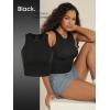 image:imageODODOS 3Pack Seamless Crop Tank for Women Ribbed Soft High Neck Cropped TopsBlackblackblack