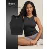 image:imageODODOS 3Pack Seamless Crop Tank for Women Ribbed Soft High Neck Cropped TopsBlackblackblack
