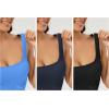 image:imageODODOS 3Pack Seamless Square Neck Crop Tank for Women Ribbed Knit Soft Low Back Cropped TopsBlacknavyblue