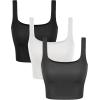 image:imageODODOS 3Pack Seamless Square Neck Crop Tank for Women Ribbed Knit Soft Low Back Cropped TopsBlackwhitecharcoal