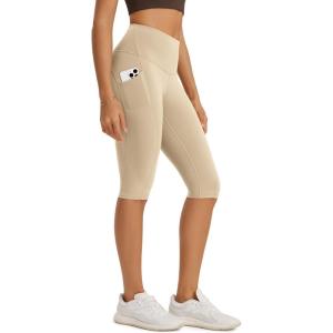 image:imageODODOS High Waist Workout Capris with Pockets for Women 14  19 Tummy Control Yoga Capri LeggingsBeige