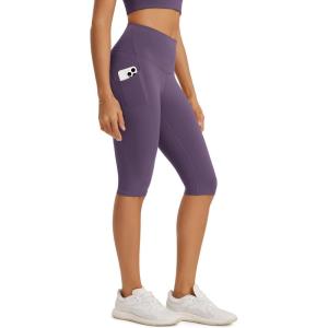 image:imageODODOS High Waist Workout Capris with Pockets for Women 14  19 Tummy Control Yoga Capri LeggingsDark Purple