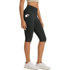 image:imageODODOS High Waist Workout Capris with Pockets for Women 14  19 Tummy Control Yoga Capri LeggingsOnyx Black Grey