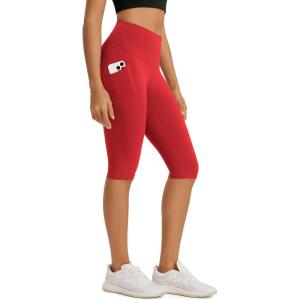 image:imageODODOS High Waist Workout Capris with Pockets for Women 14  19 Tummy Control Yoga Capri LeggingsRed