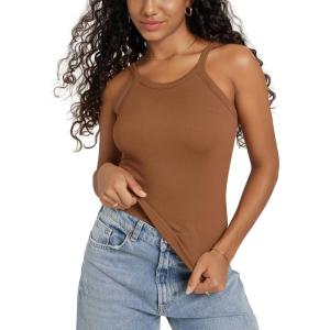 image:imageODODOS Womens Seamless Cami Top  Ultra Soft RibKnit Lightweight SlimFit Scoop Neck Low Back TankClay