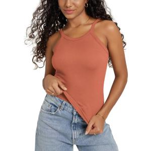 image:imageODODOS Womens Seamless Cami Top  Ultra Soft RibKnit Lightweight SlimFit Scoop Neck Low Back TankCoral