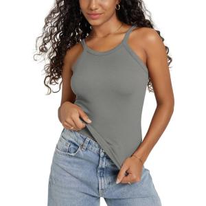 image:imageODODOS Womens Seamless Cami Top  Ultra Soft RibKnit Lightweight SlimFit Scoop Neck Low Back TankGray