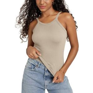 image:imageODODOS Womens Seamless Cami Top  Ultra Soft RibKnit Lightweight SlimFit Scoop Neck Low Back TankMushroom
