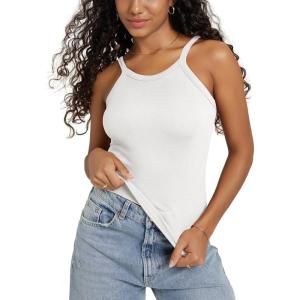 image:imageODODOS Womens Seamless Cami Top  Ultra Soft RibKnit Lightweight SlimFit Scoop Neck Low Back TankWhite