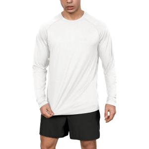 image:imageODODOS Mens Quick Dry Long Sleeve Shirts UPF 50 Sun Protection SPF Athletic Tops Workout Fishing TShirtsWhite Heather