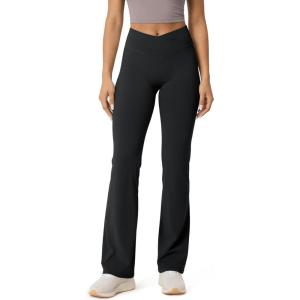 image:imageODODOS Hidden Scrunch Butt Lifting Crossover Flare Leggings for Women  No Front Seam Booty Sculpting Yoga Pants 30 InseamBlack