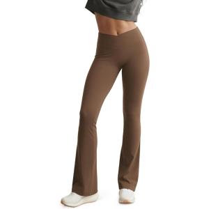 image:imageODODOS Hidden Scrunch Butt Lifting Crossover Flare Leggings for Women  No Front Seam Booty Sculpting Yoga Pants 30 InseamBrunette