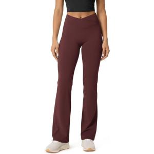 image:imageODODOS Hidden Scrunch Butt Lifting Crossover Flare Leggings for Women  No Front Seam Booty Sculpting Yoga Pants 30 InseamBurgundy