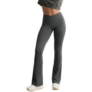 image:imageODODOS Hidden Scrunch Butt Lifting Crossover Flare Leggings for Women  No Front Seam Booty Sculpting Yoga Pants 30 InseamCharcoal