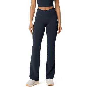 image:imageODODOS Hidden Scrunch Butt Lifting Crossover Flare Leggings for Women  No Front Seam Booty Sculpting Yoga Pants 30 InseamDeep Navy