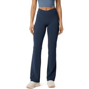 image:imageODODOS Hidden Scrunch Butt Lifting Crossover Flare Leggings for Women  No Front Seam Booty Sculpting Yoga Pants 30 InseamNavy