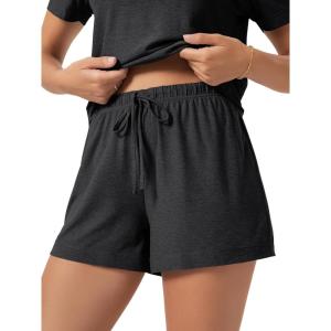 image:imageODODOS Womens Essential Lounge Shorts Ultra Soft odSTRATUM Tech Lightweight Breathable Drawstring Sleepwear Pajama BottomsBlack Heather