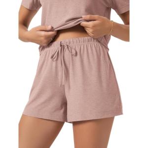 image:imageODODOS Womens Essential Lounge Shorts Ultra Soft odSTRATUM Tech Lightweight Breathable Drawstring Sleepwear Pajama BottomsRose Pink Heather