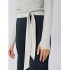 image:imageODODOS Womens Waist Tie Wrap Top  Ultra Soft odSTRATUM Tech UPF 50 Long Sleeve Cropped Ballet Yoga Shirt with ThumbholesSalt Heather