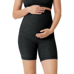 image:imageODODOS Womens Maternity Biker Shorts 5  Buttery Soft Over The Belly Pregnancy Lounge Yoga ShortsBlack Heather