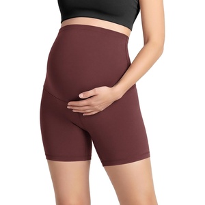 image:imageODODOS Womens Maternity Biker Shorts 5  Buttery Soft Over The Belly Pregnancy Lounge Yoga ShortsBurgundy
