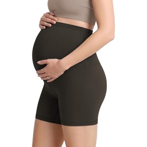 image:imageODODOS Womens Maternity Biker Shorts 5  Buttery Soft Over The Belly Pregnancy Lounge Yoga ShortsDark Brown